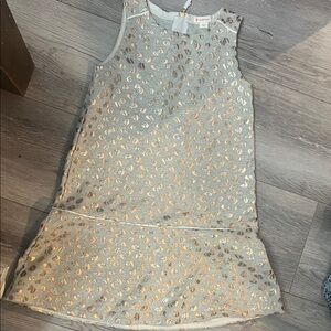 Crewcut girls Gray and Gold Patterned Dress 7 T